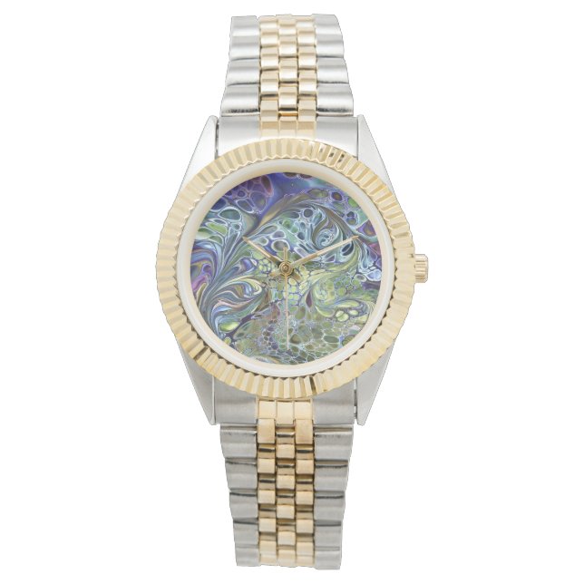 Olive sage green, purple blue burgundy abstract watch (Front)