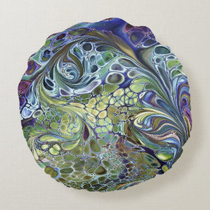 Olive sage green, purple blue burgundy round cushion