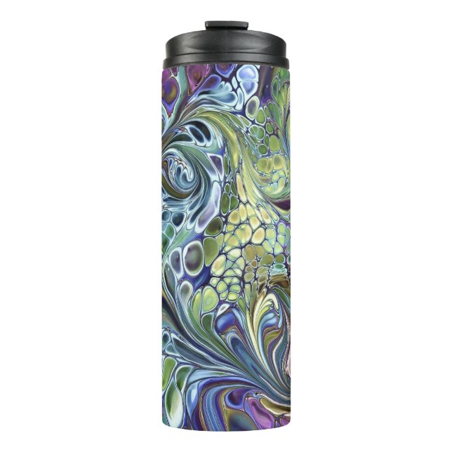 Olive sage green, purple blue burgundy thermal tumbler (Front)