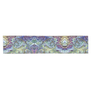 Olive sage green, purple blue Leafy abstract Short Table Runner