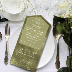 Olive Sage Green Shimmer Line Background Email All In One Invitation
