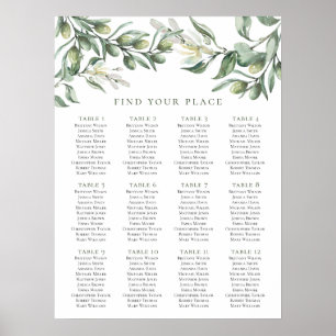 Olive seating chart. Green print. Italian wedding Poster
