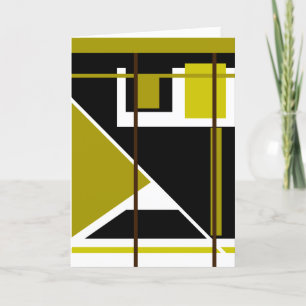 Olive Shades Black White Geometric Abstract Card