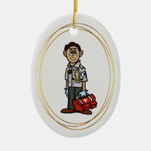 Olive Skinned Male EMS Paramedic Ornament