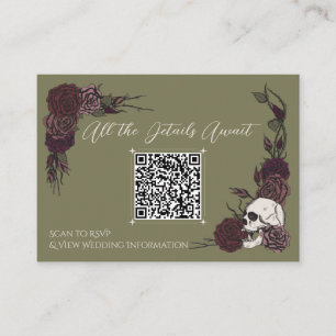 Olive Skull & Botanical Art QR Link Enclosure Card