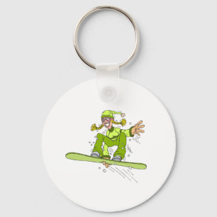 Olive Snowboard Girl Key Ring