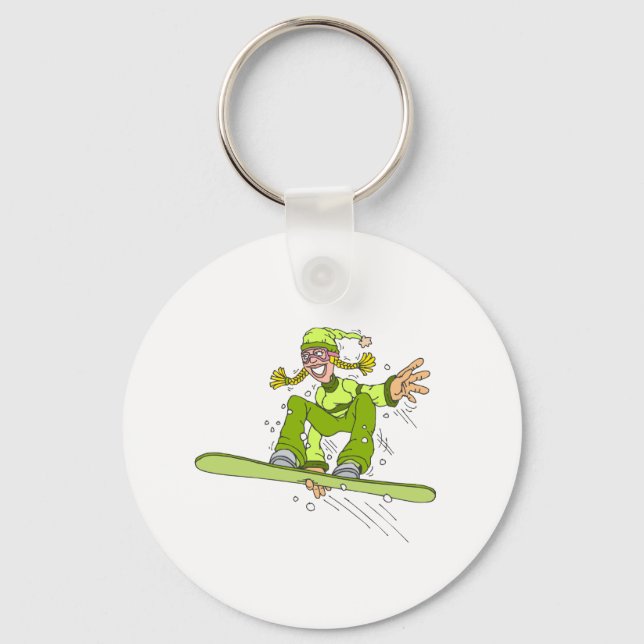 Olive Snowboard Girl Key Ring (Front)