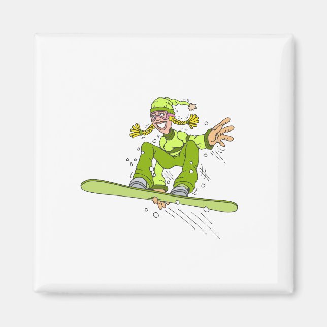 Olive Snowboard Girl Magnet (Front)