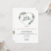 Olive sprigs-Baby shower Invitation.