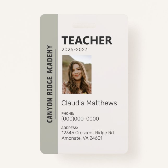 Olive Stripe Homeschool Educator ID Badge (Front)