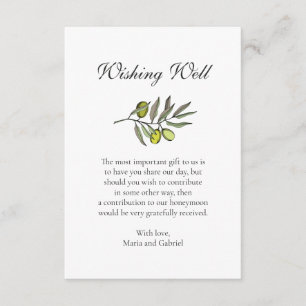Olive. Stylish wishing well. Tuscan style wedding Enclosure Card