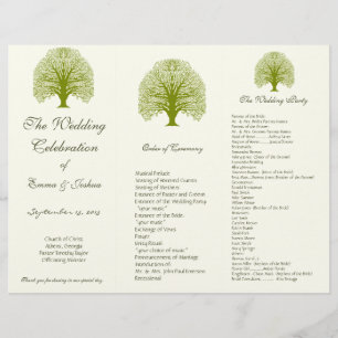 Olive Swirl Tree TriFold Wedding Program