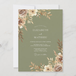 Olive Tan Foliage Eucalyptus Wedding Invitation