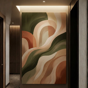 Olive Terracotta Abstract Gallery Art Canvas Print