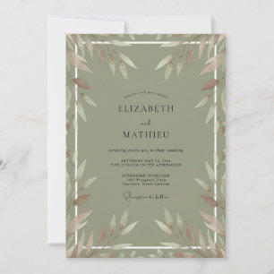Olive Terracotta Foliage Eucalyptus Wedding Invitation