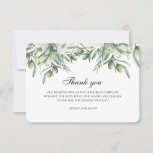Olive thank you. Summer italian wedding note Invitation