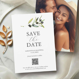 Olive Theme Photo QR Code Save The Dates Date