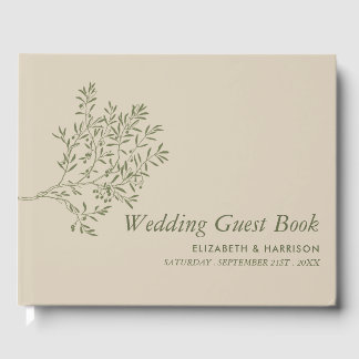 Olive Tree Branch, Rustic & Minimalistic Wedding Guest Book