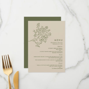 Olive Tree Branch, Rustic & Minimalistic Wedding Menu