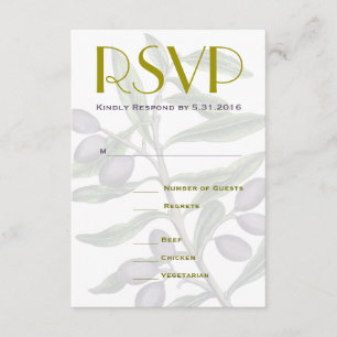 Olive Tree Branch Wedding RSVP   Green Purple Card