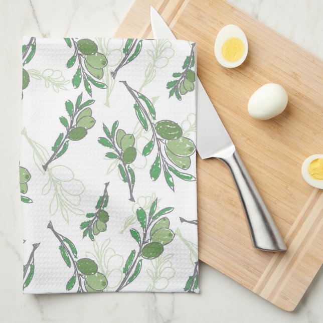 olive tree branches  tea towel (Quarter Fold)