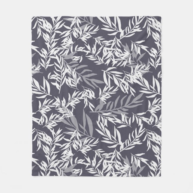 Olive tree - dark blue  fleece blanket (Front)