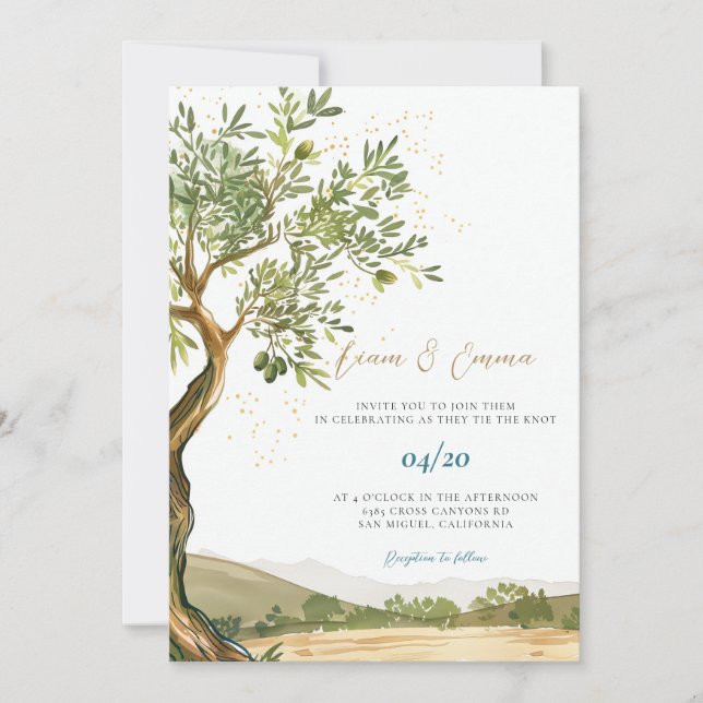 Olive Tree Jewish Wedding Invitation (Front)