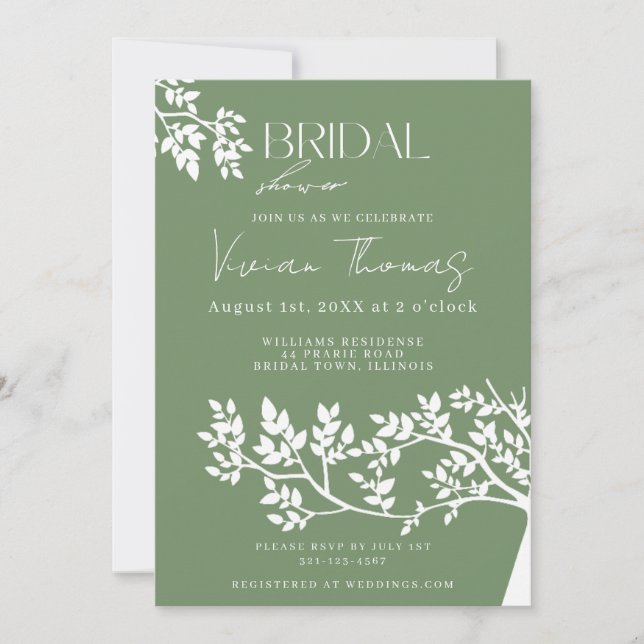 Olive Tree Mediterranean Bridal Shower Invitation (Front)