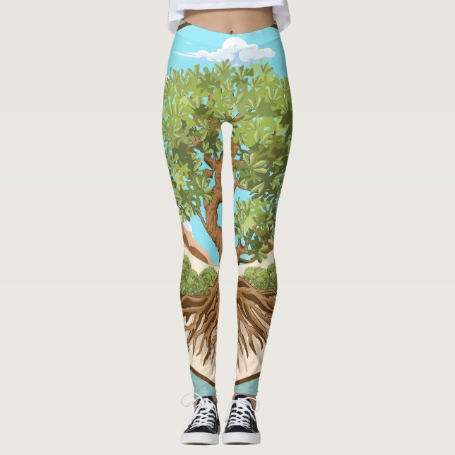 Olive tree Peace symbol in a free Palestine Land Leggings (Front)