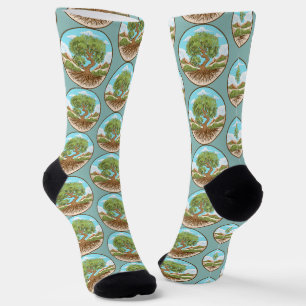 Olive tree Peace symbol in a free Palestine Land Socks
