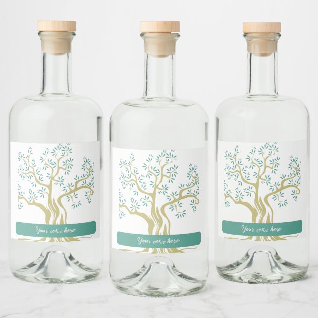 Olive Tree Sketch Personalised Liquor Bottle Label (Bottles)