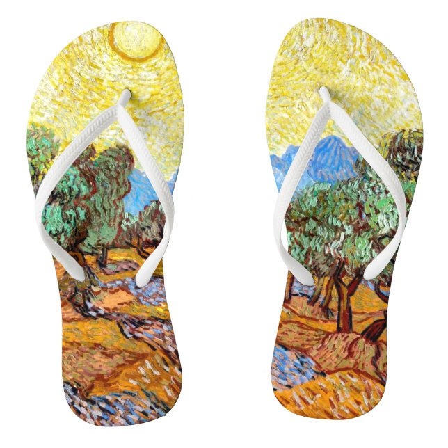 Olive Trees (1889) Van Gogh Landscape Art Unisex Flip Flops (Footbed)