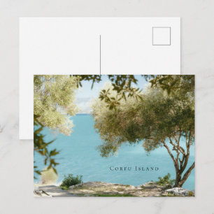 Olive trees and Ionian sea, Kassiopi, Corfu island Postcard