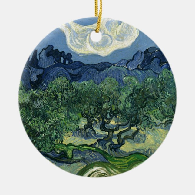 Olive Trees by Van Gogh Ceramic Tree Decoration (Front)
