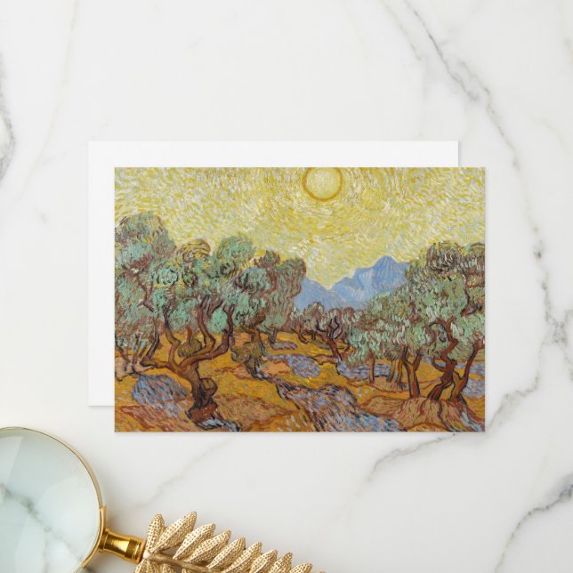 Olive Trees by Vincent van Gogh Thank You Card (Front/Back In Situ)