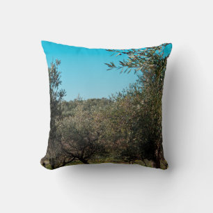 Olive trees in the Apulian landscape in autumn. ag Cushion