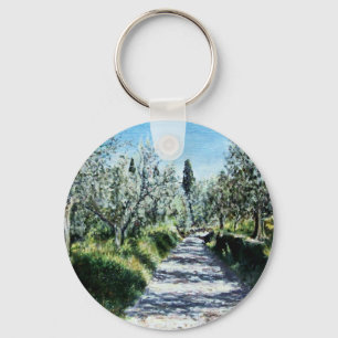 OLIVE TREES IN TUSCANY LANDSCAPE KEY RING