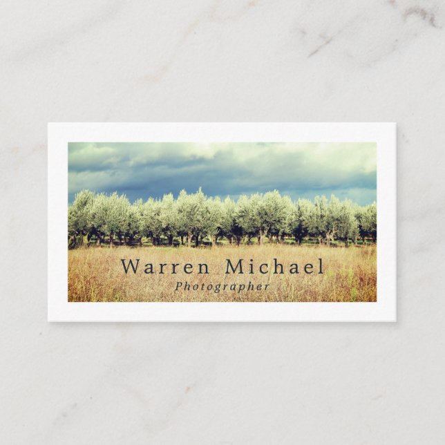 Olive Trees, Photographer, Photography Business Card (Front)