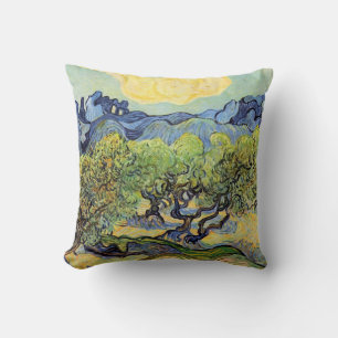 Olive Trees with Alpilles by Vincent van Gogh Cushion