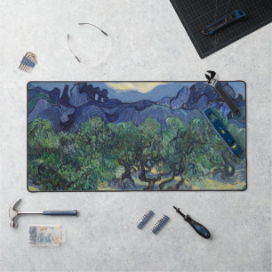Olive Trees with Alpilles by Vincent van Gogh Desk Mat