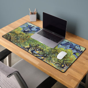 Olive Trees with Alpilles by Vincent van Gogh Desk Mat