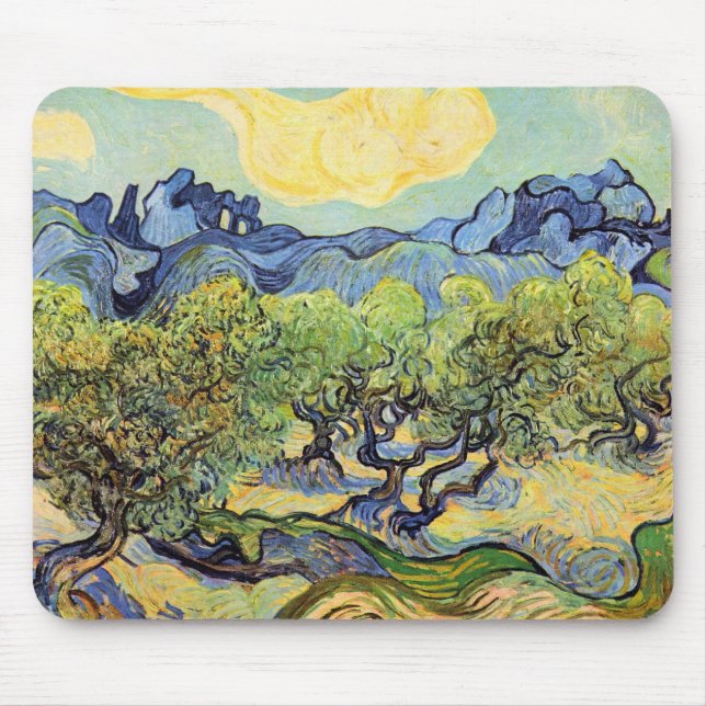 Olive Trees with Alpilles by Vincent van Gogh Mouse Mat (Front)