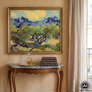 Olive Trees with Alpilles by Vincent van Gogh Poster
