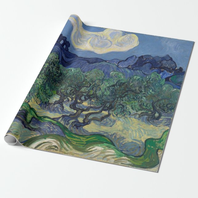 Olive Trees with Alpilles by Vincent van Gogh Wrapping Paper (Unrolled)