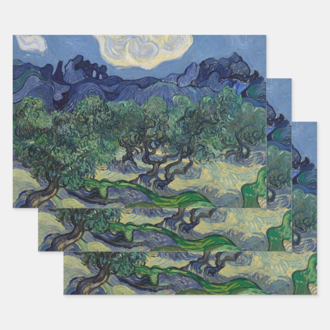 Olive Trees with Alpilles by Vincent van Gogh Wrapping Paper Sheet (Set)