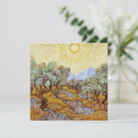 Olive Trees with yellow sky and sun 