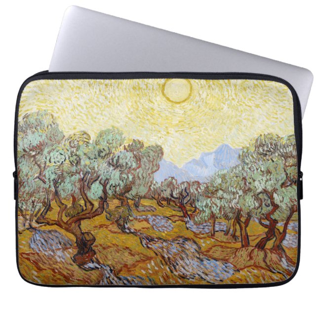 Olive Trees with yellow sky and sun   Laptop Sleeve (Front)
