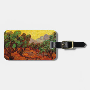 Olive Trees with Yellow Sky and Sun Luggage Tag