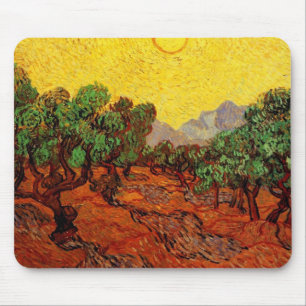 Olive Trees with Yellow Sky and Sun Mouse Mat