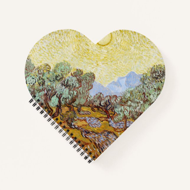 Olive Trees with yellow sky and sun    Notebook (Front)